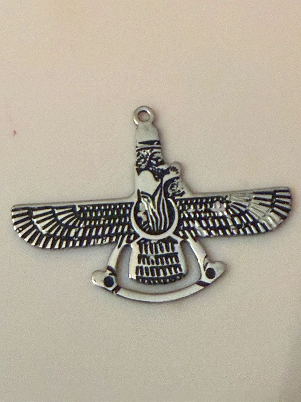 Vintage Bonyadpour Stainless Steel Faravahar‎ Persian Pendant
